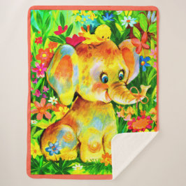 Cobertor Sherpa impressão de elefante bebê