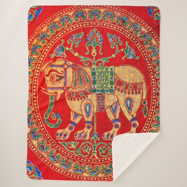 Cobertor Sherpa Impressão de elefante da Índia Oriental (Frente)