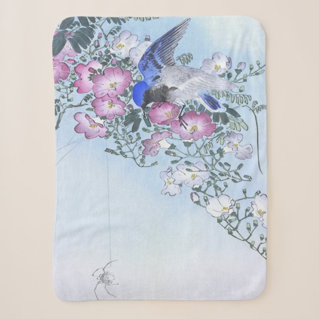 Cobertor Sherpa Impressão de Flor de Ave-Aranha Azul | Amantes De  (Frente)