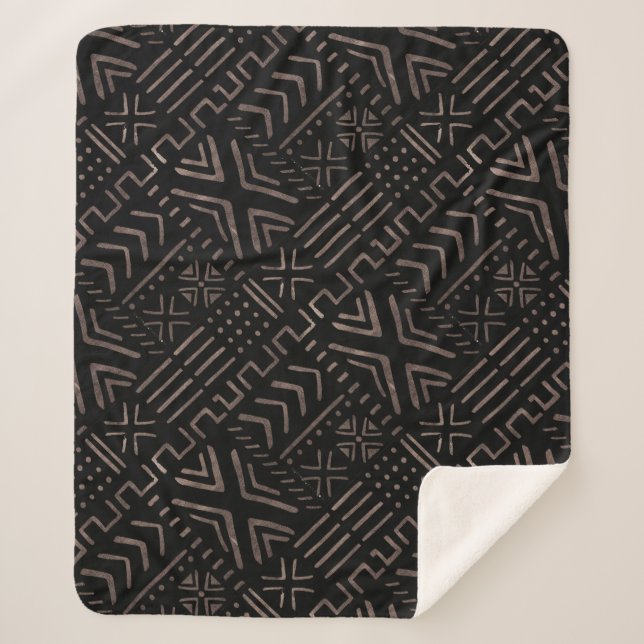 Cobertor Sherpa Impressão de Lama Africana Contemporânea (Frente)