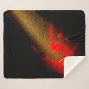 Cobertor Sherpa Impressão de Mão Vermelha