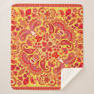Cobertor Sherpa impressão de ornamento de vintage paisley bandana