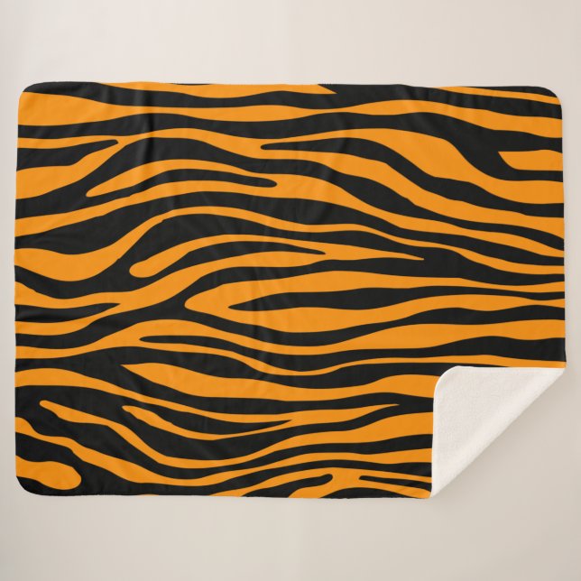 Cobertor Sherpa Impressão de Princeton Orange Zebra (Frente (Horizontal))