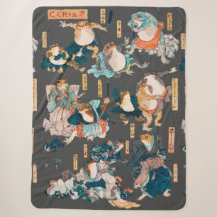 Cobertor Sherpa Impressão em xilogravura de sapo japonês Kuniyoshi