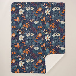 Cobertor Sherpa Impressão Floral escandinavo