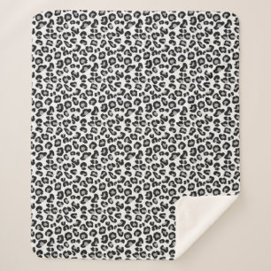 Cobertor Sherpa Impressão Leopardo em Preto e Branco com Cinza/Ci