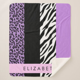 Cobertor Sherpa Impressão Leopardo, Impressão Zebra, Roxo, Seu Nom