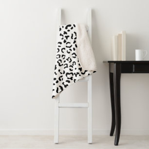 Cobertor Sherpa Impressão Leopardo, Manchas Leopardo, Preto E Bran