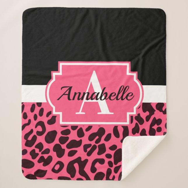 Cobertor Sherpa Impressão Leopardo Rosa (Frente)
