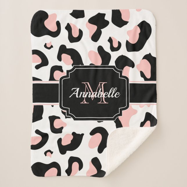 Cobertor Sherpa Impressão Leopardo Rosa (Frente)