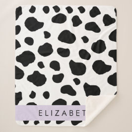Cobertor Sherpa Impressão, Pontos De Vaca, Preto E Branco, Seu Nom