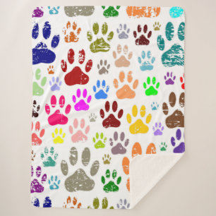 Cobertor Sherpa Impressões coloridas de pata de cachorro 