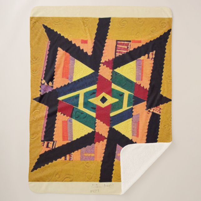 Cobertor Sherpa Inclinação Aztec Amarelo e Vermelho (Frente)