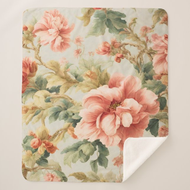 Cobertor Sherpa Incríveis Flores, Folhas. Pintura (Frente)