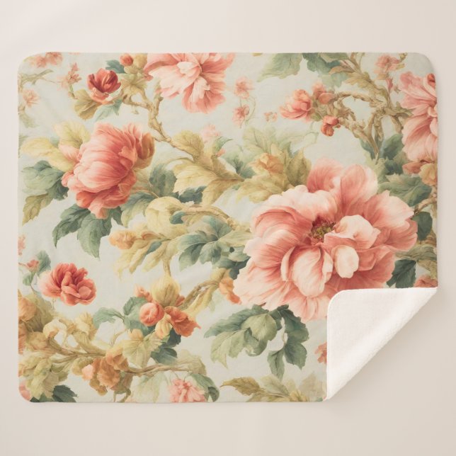 Cobertor Sherpa Incríveis Flores, Folhas. Pintura (Frente (Horizontal))