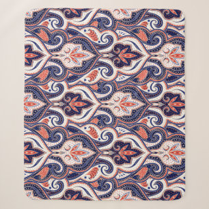 Cobertor Sherpa Indiano Paisley: Medalhão Floral Sem Selo.