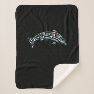 Cobertor Sherpa Indígenas Americano Nativo de Pesca de Salmão do A