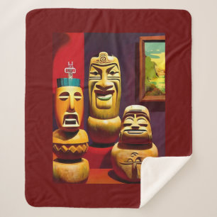 Cobertor Sherpa Indoor Tiki Life Ken Gage Art