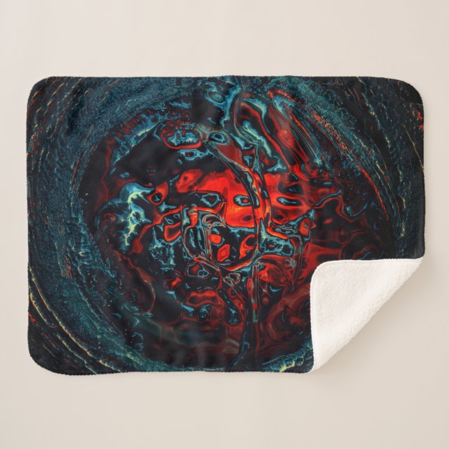Cobertor Sherpa Inferno Oceânico Brilho Vermelho (Frente (Horizontal))