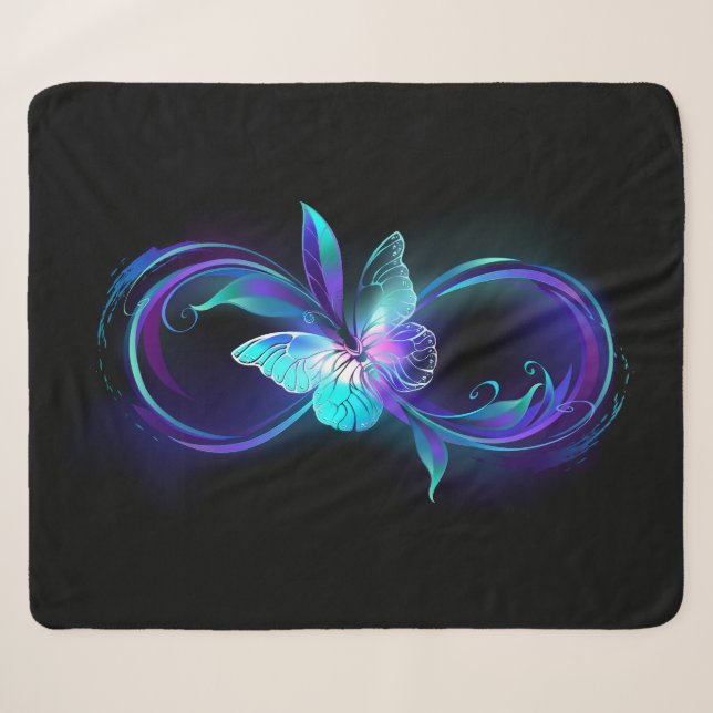 Cobertor Sherpa Infinidade brilhante com borboleta mágica (Frente (Horizontal))