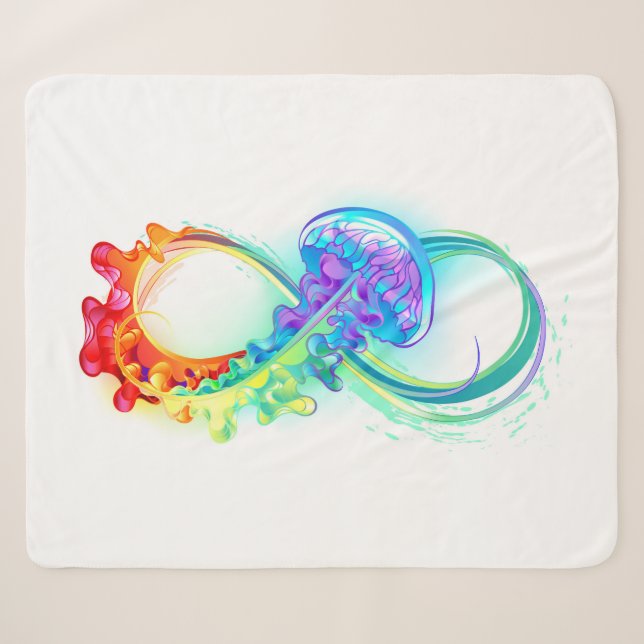 Cobertor Sherpa Infinidade com água-vivas do Arco-Íris (Frente (Horizontal))