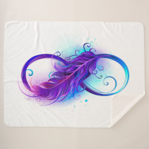 Cobertor Sherpa Infinidade com pena roxa