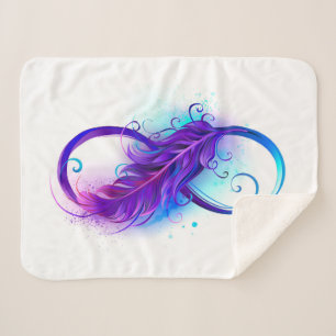 Cobertor Sherpa Infinidade com pena roxa