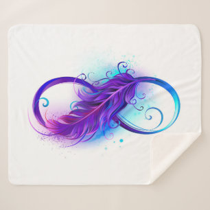 Cobertor Sherpa Infinidade com pena roxa