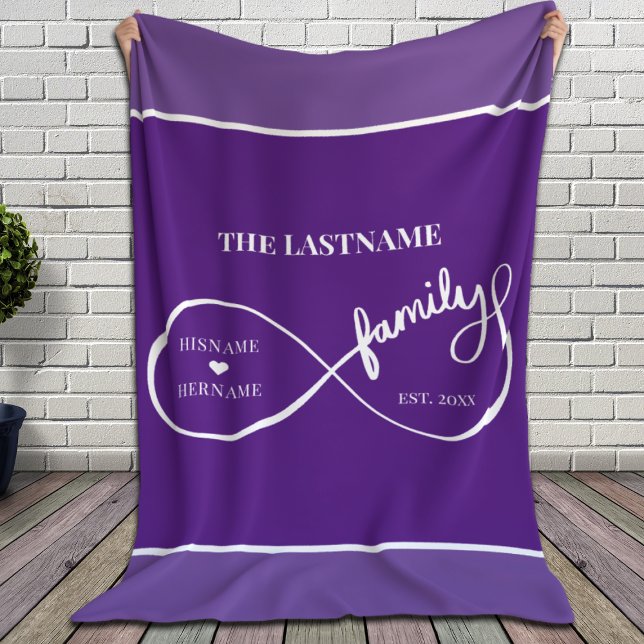 Cobertor Sherpa Infinity Personalized Family Name e Est. Data (Criador carregado)