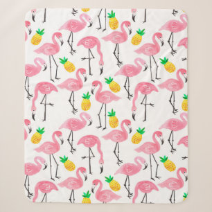 Cobertor Sherpa Inflamingo, amarelo-abacaxi, cor-de-água rosa
