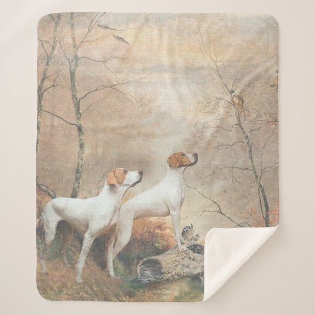 Cobertor Sherpa Inglês Pointer está caçando faisões (Frente)