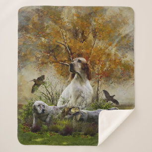 Cobertor Sherpa Inglês setter com faisões, arte