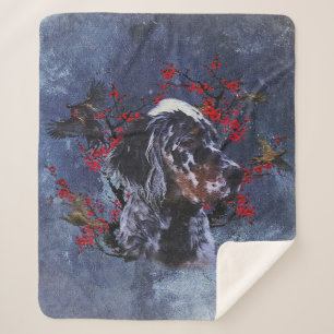 Cobertor Sherpa Inglês setter com faisões, arte