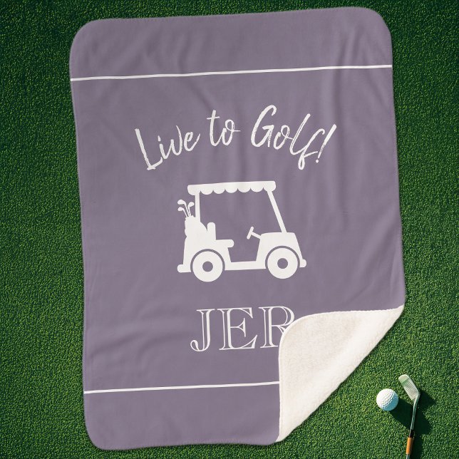 Cobertor Sherpa Iniciais De Golfe De Carrinho Monograma Roxo (Golfer Golf Cart Monogrammed Initials Chic Purple Sherpa Blanket)