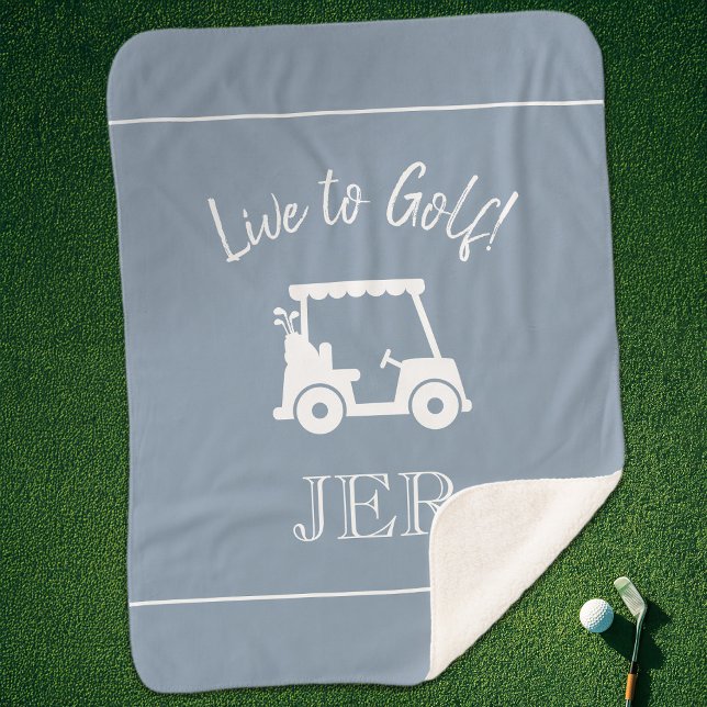 Cobertor Sherpa Iniciais de Monograma de Golfe Cute Golf Cart Dust (Golfer Cute Golf Cart Monogram Initials Dusty Blue Sherpa Blanket)