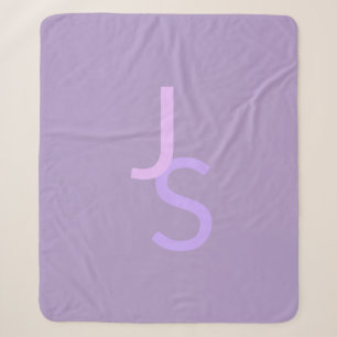 Cobertor Sherpa Iniciais Sobrepostas Modernas Monogramadas   Roxo