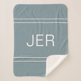 Cobertor Sherpa Inicials Personalizadas Modernas em Azul e Branco