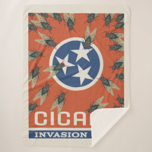 Cobertor Sherpa Invasão do Tennessee Flag Cicada