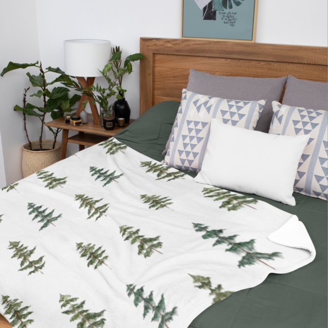 Cobertor Sherpa Inverno da Moda | Padrão de Árvore de Natal (Criador carregado)