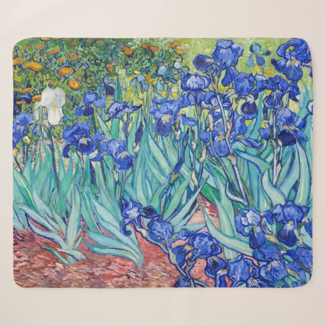 Cobertor Sherpa Irises Vincent van Gogh (Frente (Horizontal))