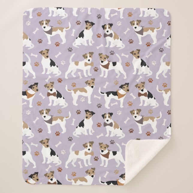 Cobertor Sherpa Jack Russell Terrier Paws e Bones Sherpa Blanket (Frente)