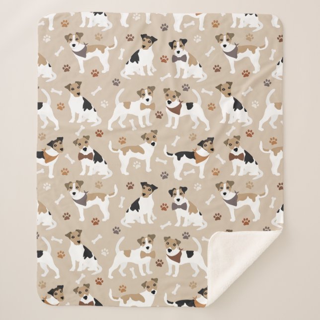 Cobertor Sherpa Jack Russell Terrier Paws e Ossos (Frente)