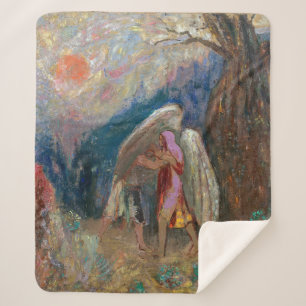 Cobertor Sherpa Jacob e o Anjo   Odilon Redon  