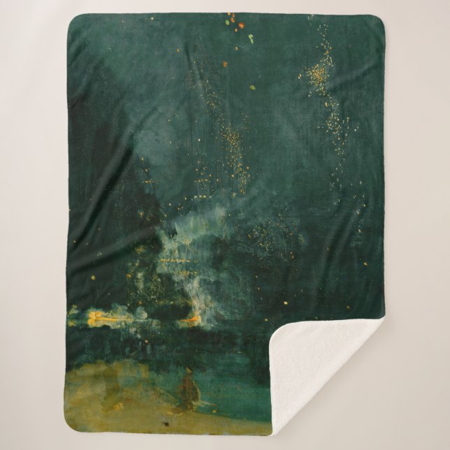 Cobertor Sherpa James Whistler - Noite em preto e Dourado (Frente)