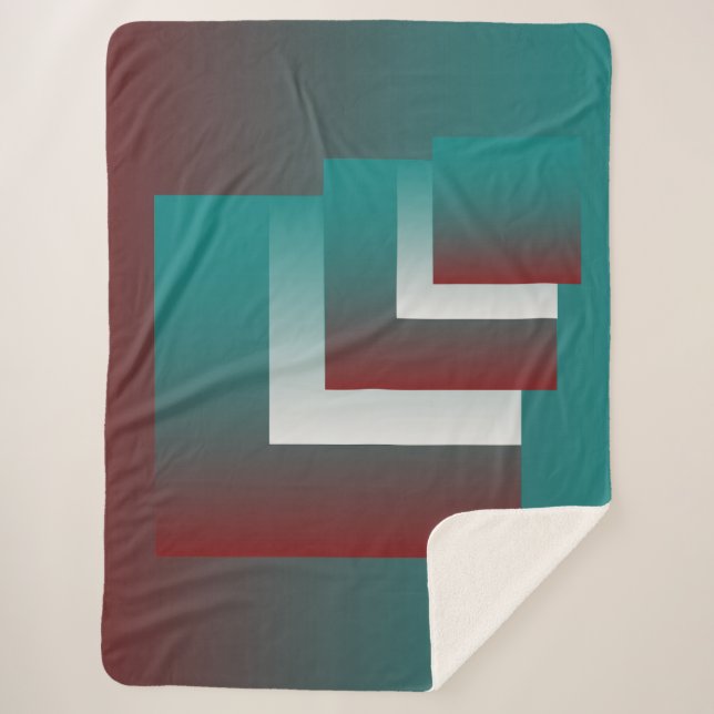 Cobertor Sherpa Janelas em branco teal burgundy (Frente)