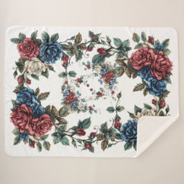 Cobertor Sherpa Jardim Americano Rosas Patriotas
