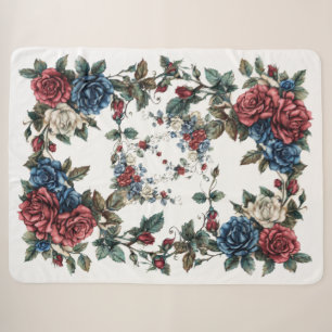 Cobertor Sherpa Jardim Americano Rosas Patriotas