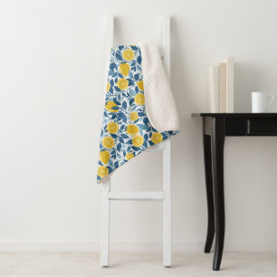 Cobertor Sherpa Jardim da Zistia Lemon - Amarelo brilhante e azul
