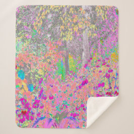 Cobertor Sherpa Jardim de Aquarelas Sunrise com Flores Roxas