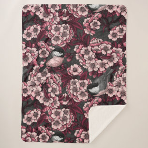 Cobertor Sherpa Jardim de cereja noturno